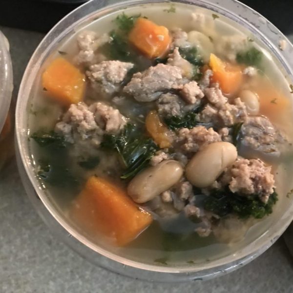 Ground Turkey Fall Soup with Sweet Potato and Kale