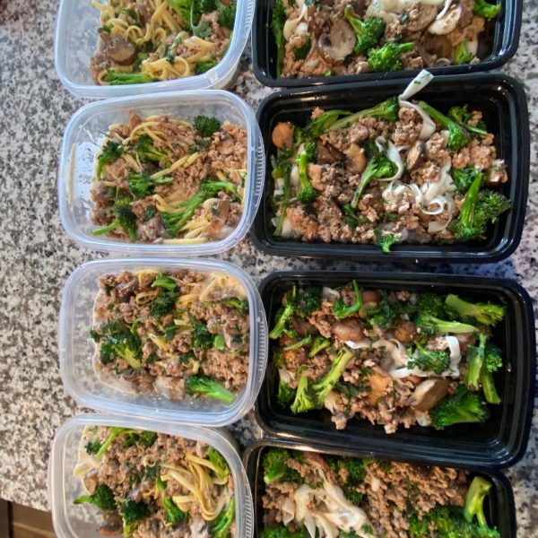 Noodles with Turkey, Mushrooms and Broccoli 2 ways